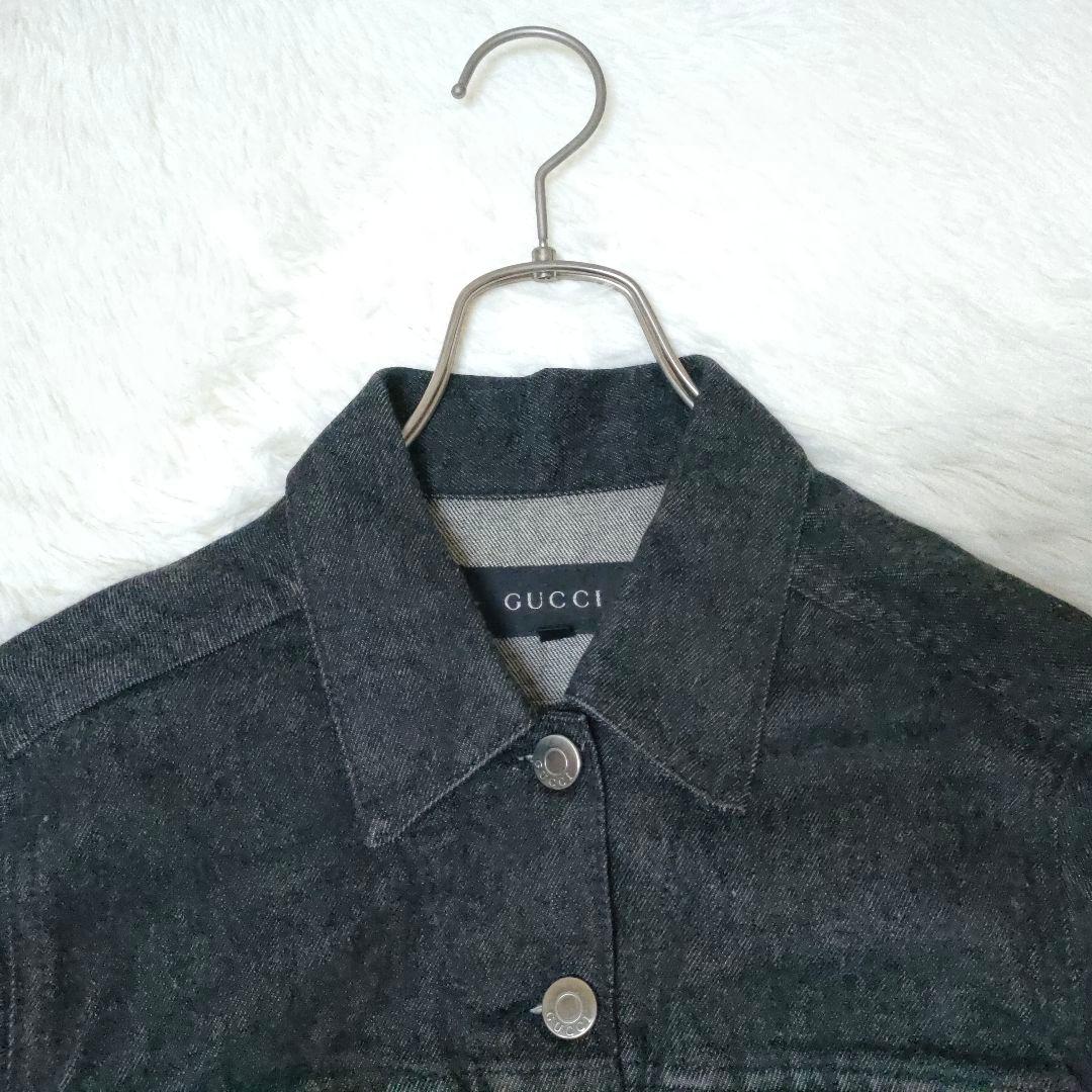 希少デザイン GUCCI Ｇジャン シェリーライン ブラック デニム イタリア製