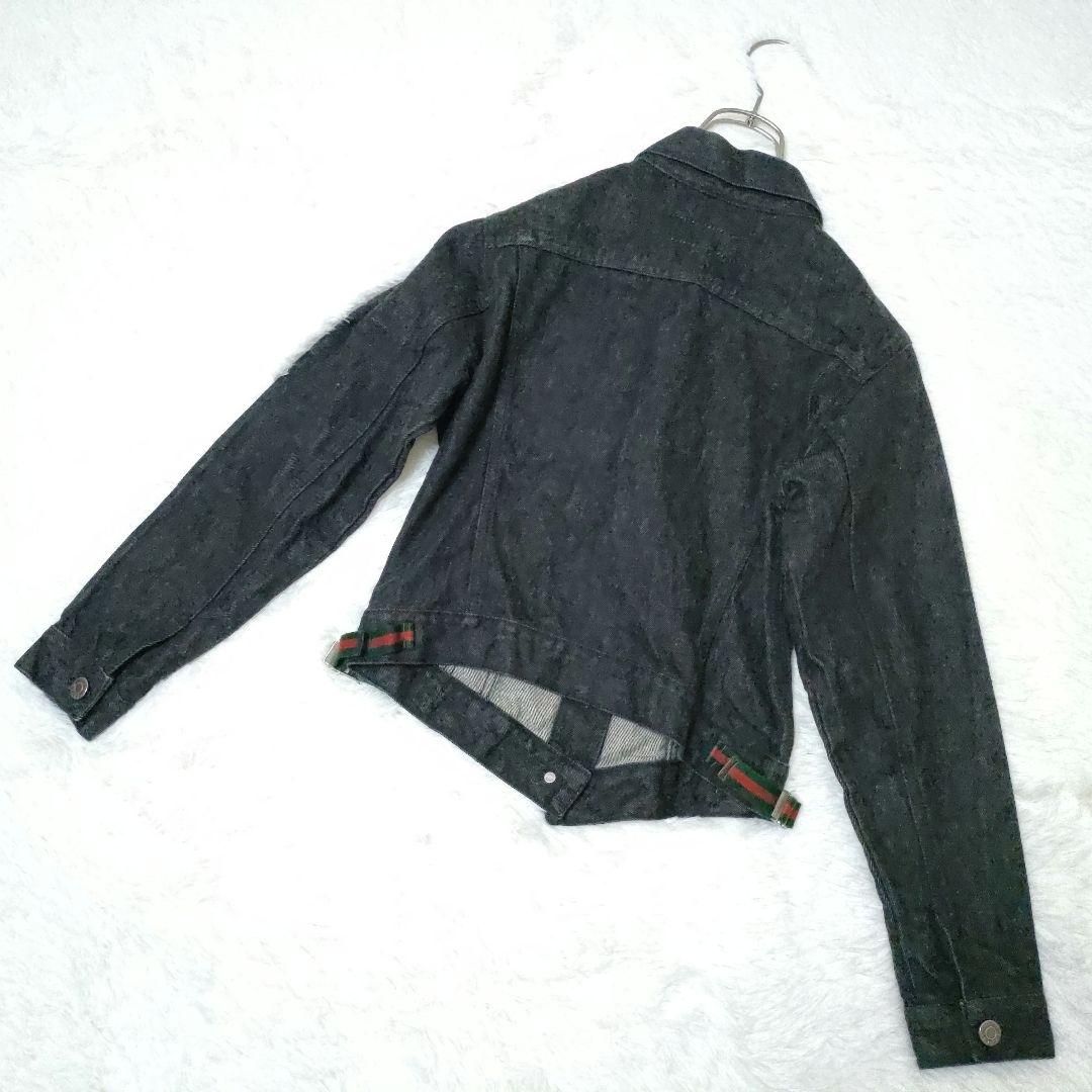 希少デザイン GUCCI Ｇジャン シェリーライン ブラック デニム イタリア製