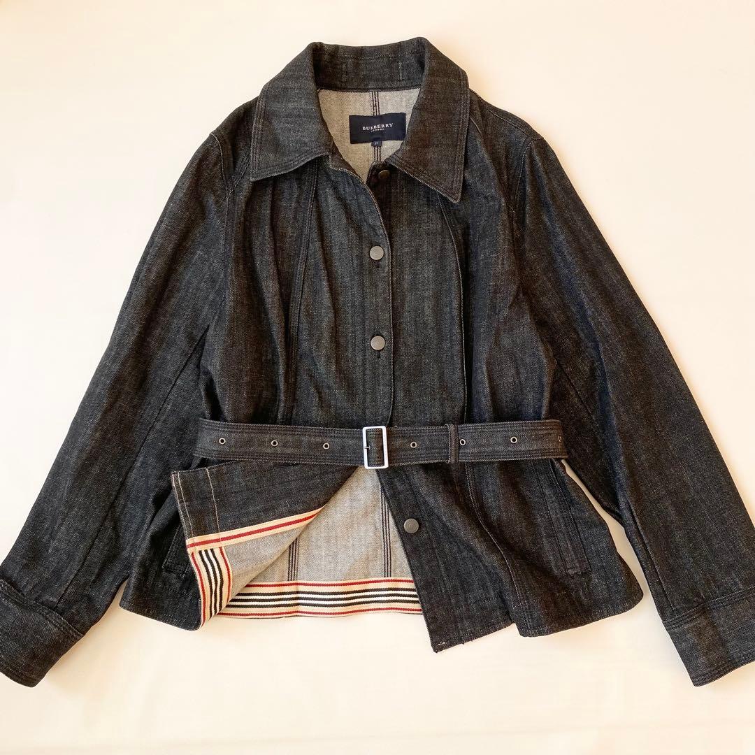 【美品】バーバリーロンドン　ストレッチデニムジャケット　ベルト付き　大きいサイズ