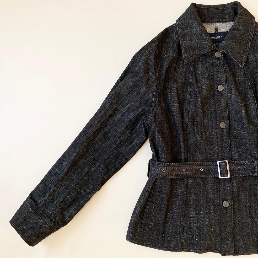 【美品】バーバリーロンドン　ストレッチデニムジャケット　ベルト付き　大きいサイズ