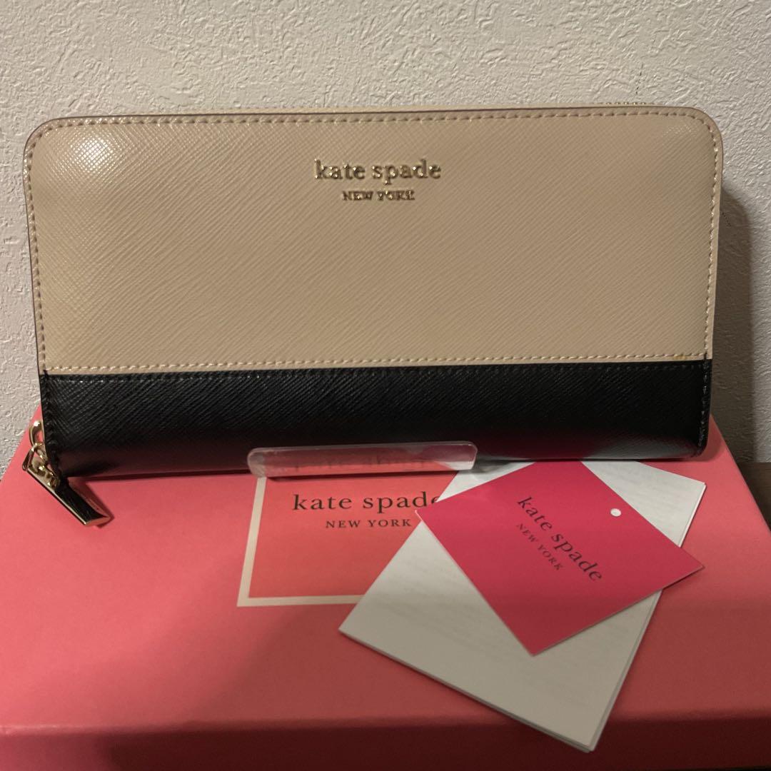 ☆開店セール☆ 新品未使用 美品 ケイトスペード レザー ロゴプレート 長財布