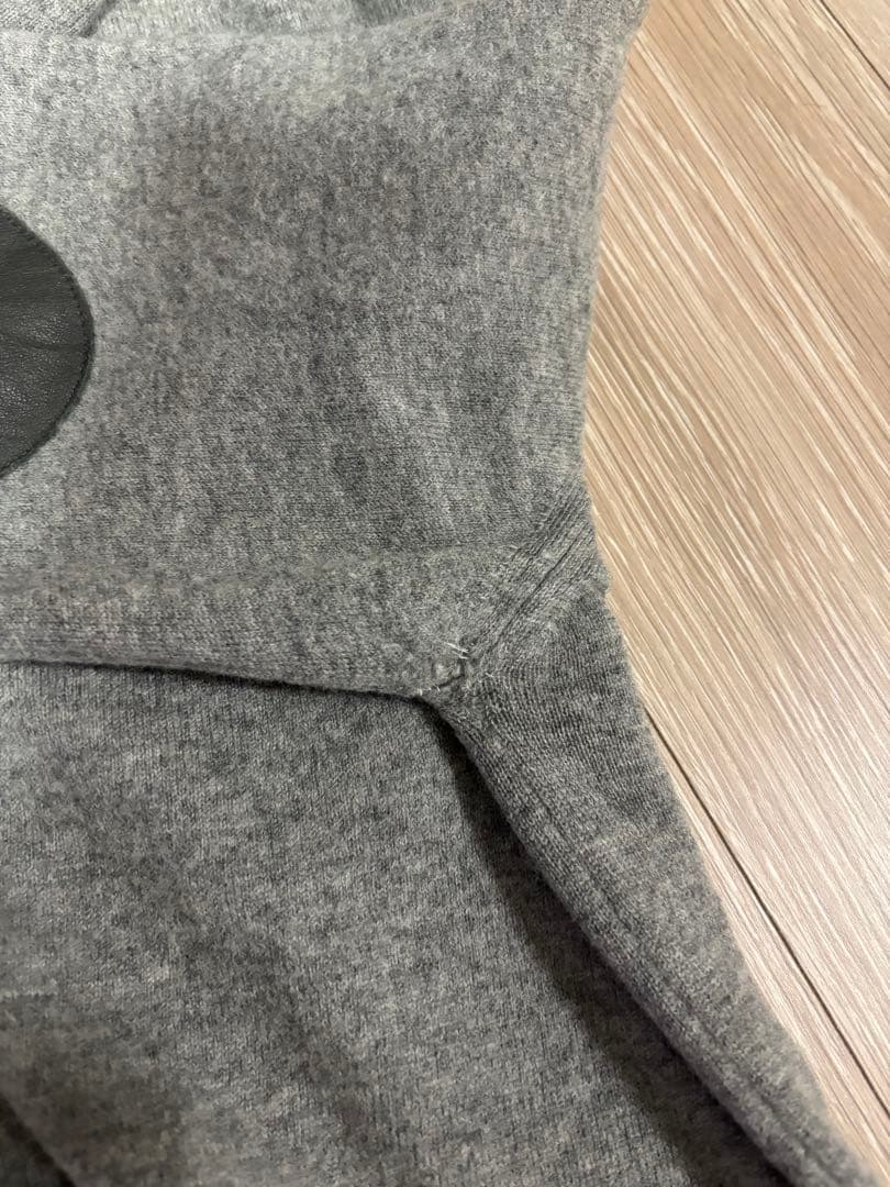 Maison Margielaグレー ウール混紡 セーター レザーエルボーパッチ