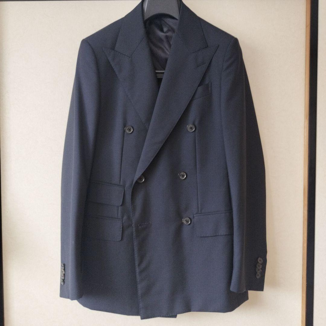 【最終値下】CARUSO ダブルブレスト ネイビー スーツ　44 ウールモヘア