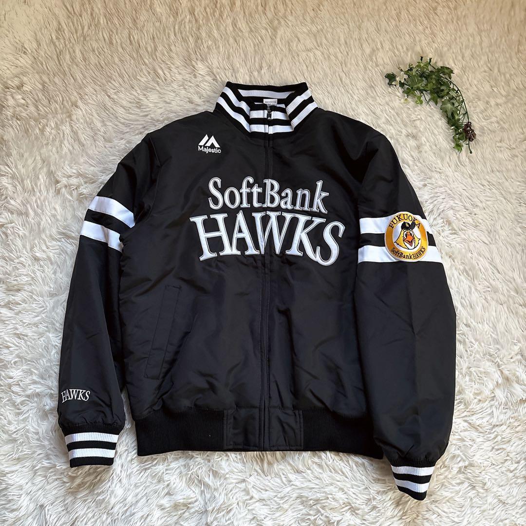 美品福岡ソフトバンクホークススタジャンマジェスティックサイズ Lジャンパー