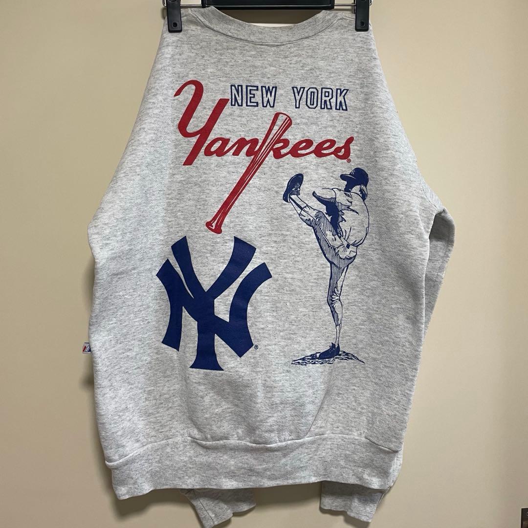 【一点物】USA製 New York Yankees プリントスウェット L