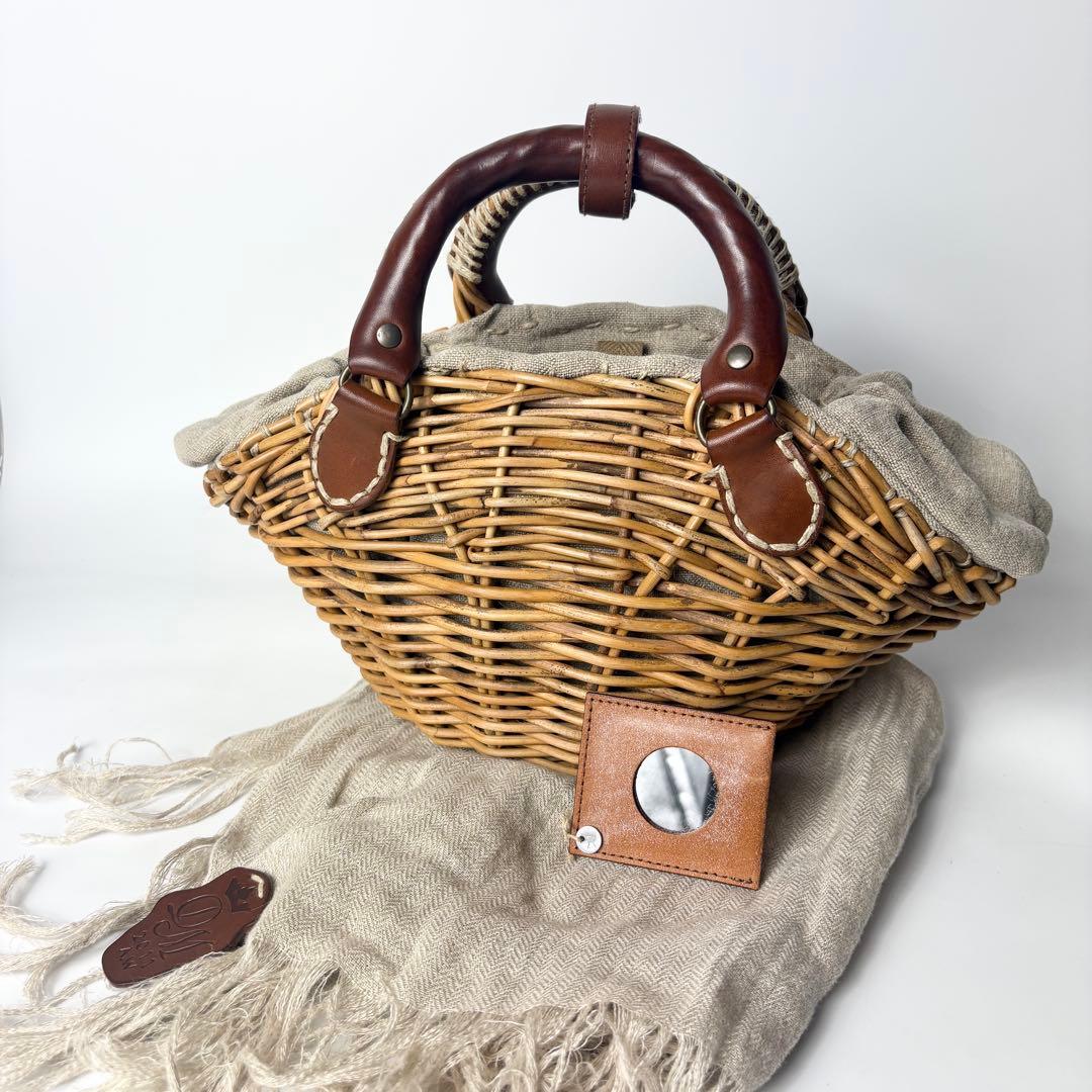 ebagos エバゴス / かごバッグ 紅藤×オイルショルダー