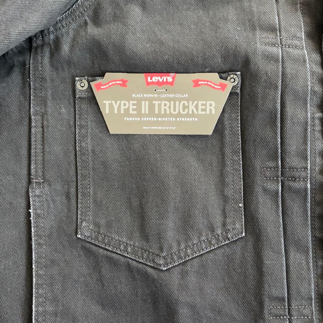 Levi’s　2nd　セカンド　トラッカー ジャケット　レザー　デニム　黒　M