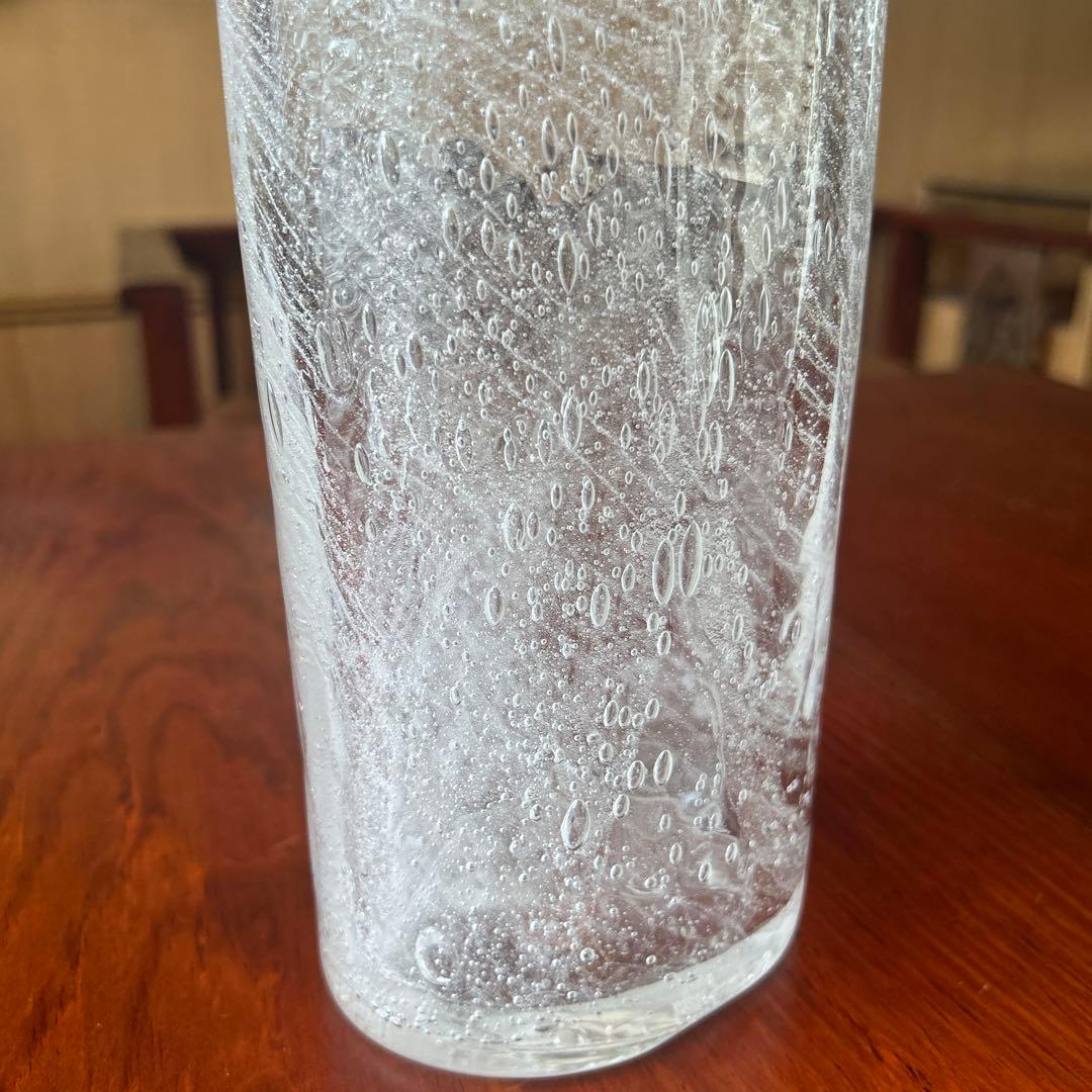 新品◆67 荒川尚也　オーバル花器　大　アワガラス　ストライプ　晴耕社ガラス工房