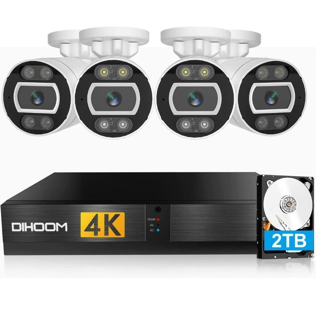 AI顔認識・4K 防犯カメラ 屋外 POE監視カメラ 2TB