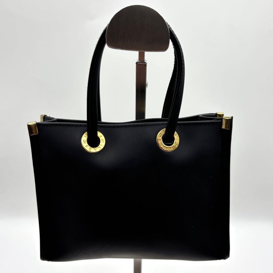 【美品】フェンディ ハンドバッグ ラバー ゴールド金具 ブラック