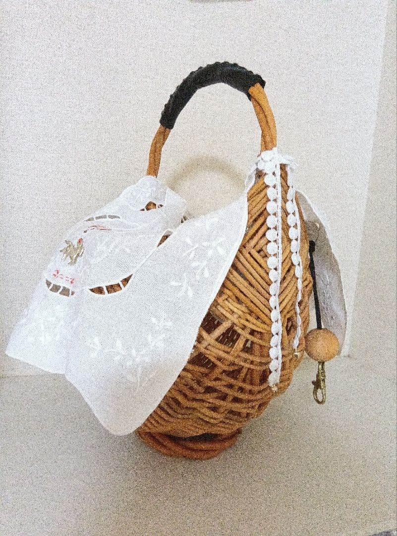 新品タグ付き堀川波さんdot to dotアンティークレース付きカゴバッグ