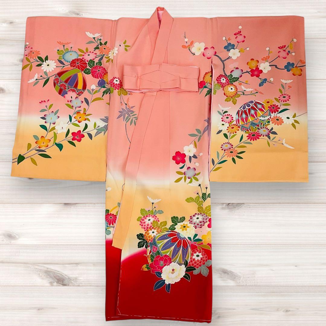 熨斗目　女児お宮参り着物　掛け着 京友禅　ピンク系　正絹　日本製