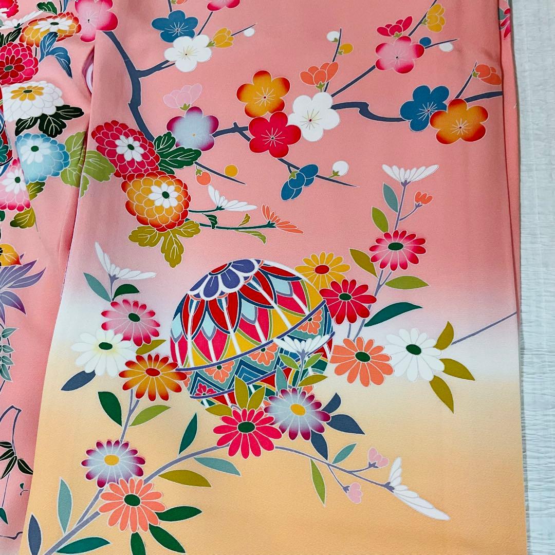 熨斗目　女児お宮参り着物　掛け着 京友禅　ピンク系　正絹　日本製