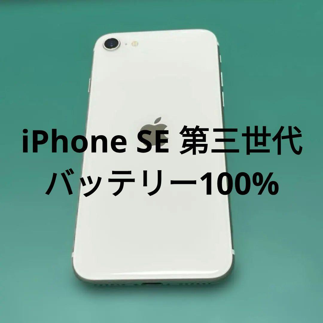 【美品】iPhone SE 第3世代 ホワイト 64GB バテリ100% 117