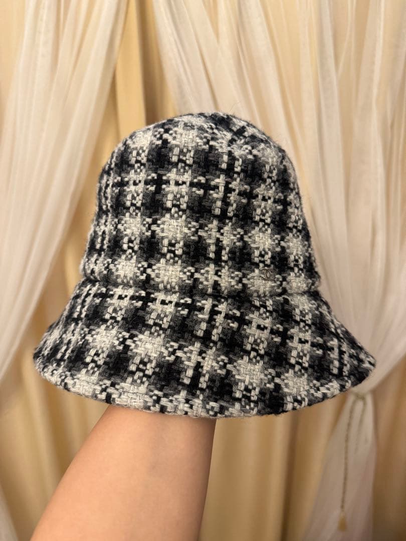 CHANEL ツイード チェック柄 バケットハット Mサイズ