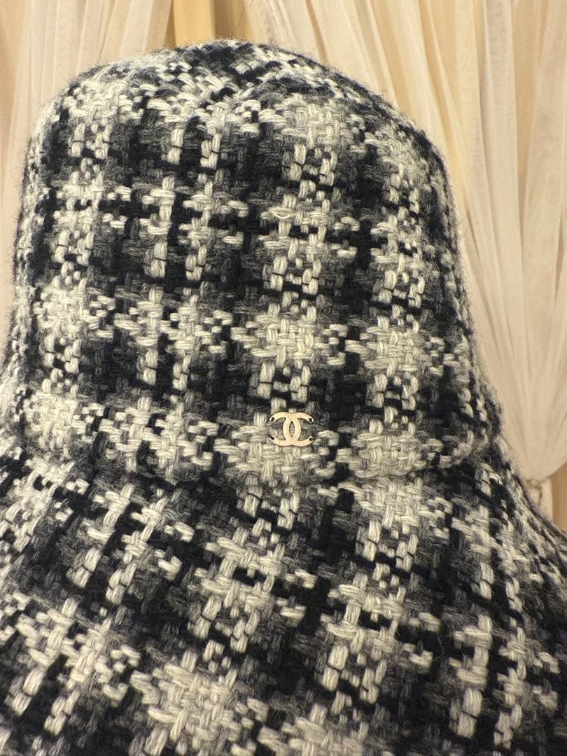 CHANEL ツイード チェック柄 バケットハット Mサイズ