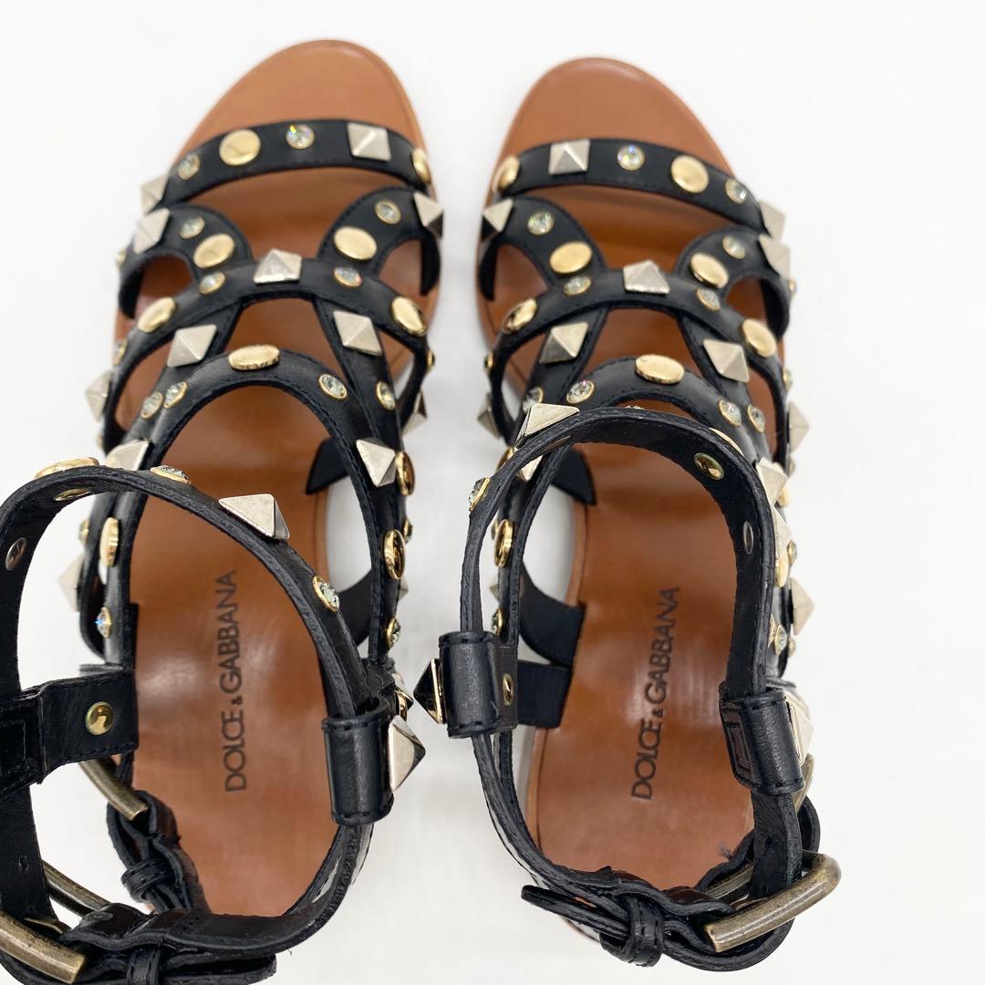 A16595 未使用 ドルチェ&ガッバーナ スタッズグラディエーターサンダル36