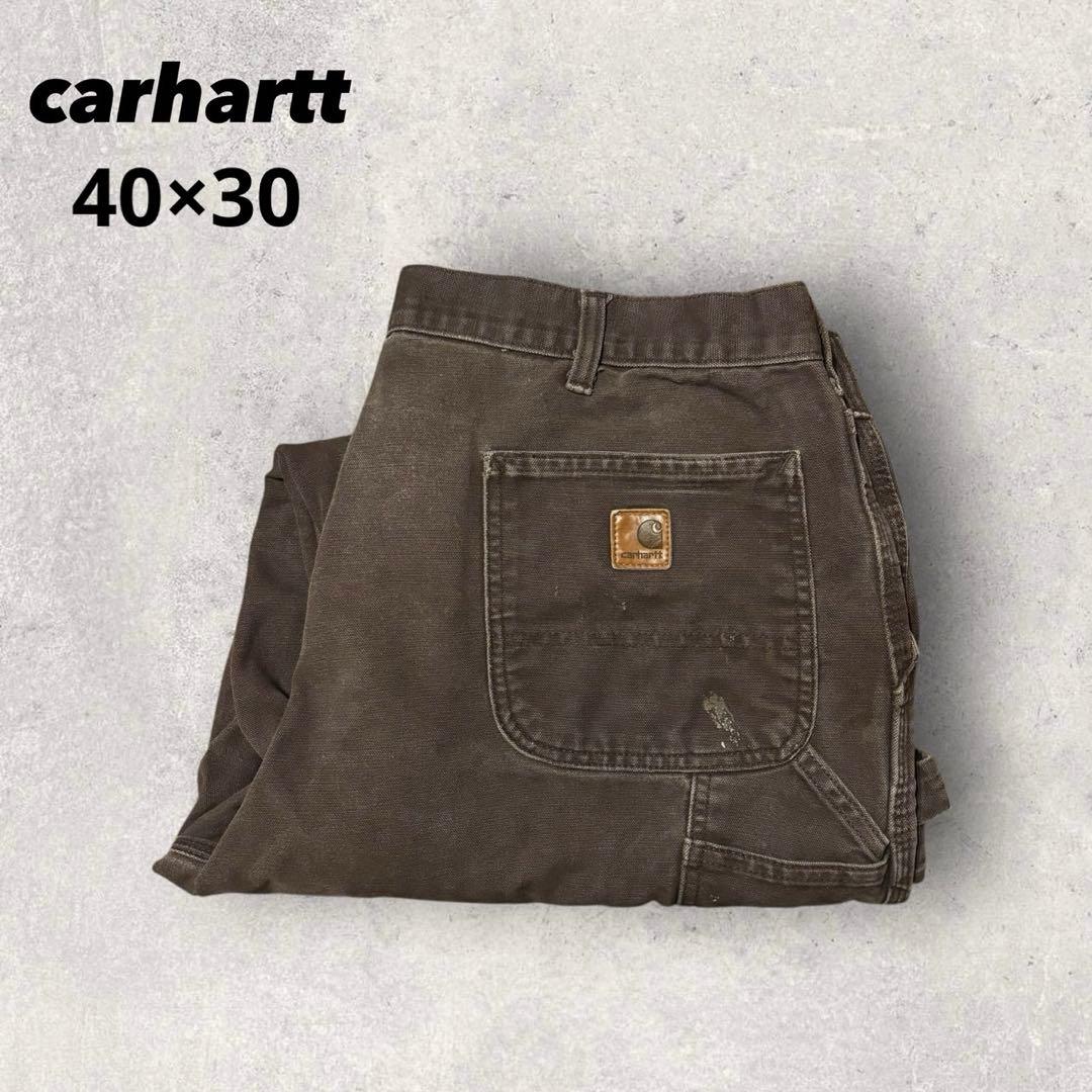 【カーハート】ペインターパンツ　ワークパンツ　茶色　40×30 極太　人気　j