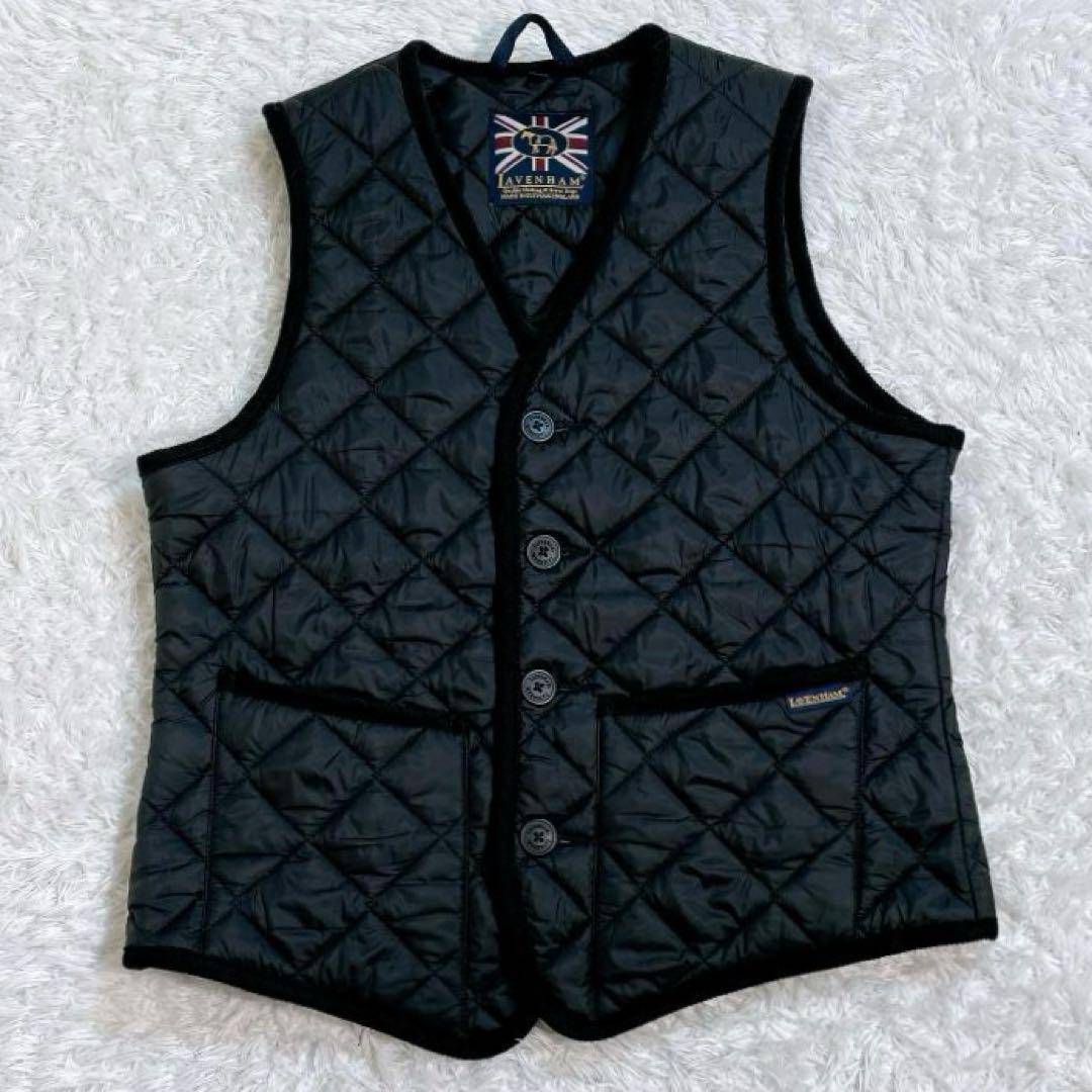 【美品】 ラベンハム キルティングベスト S 黒 36 イギリス製 希少モデル