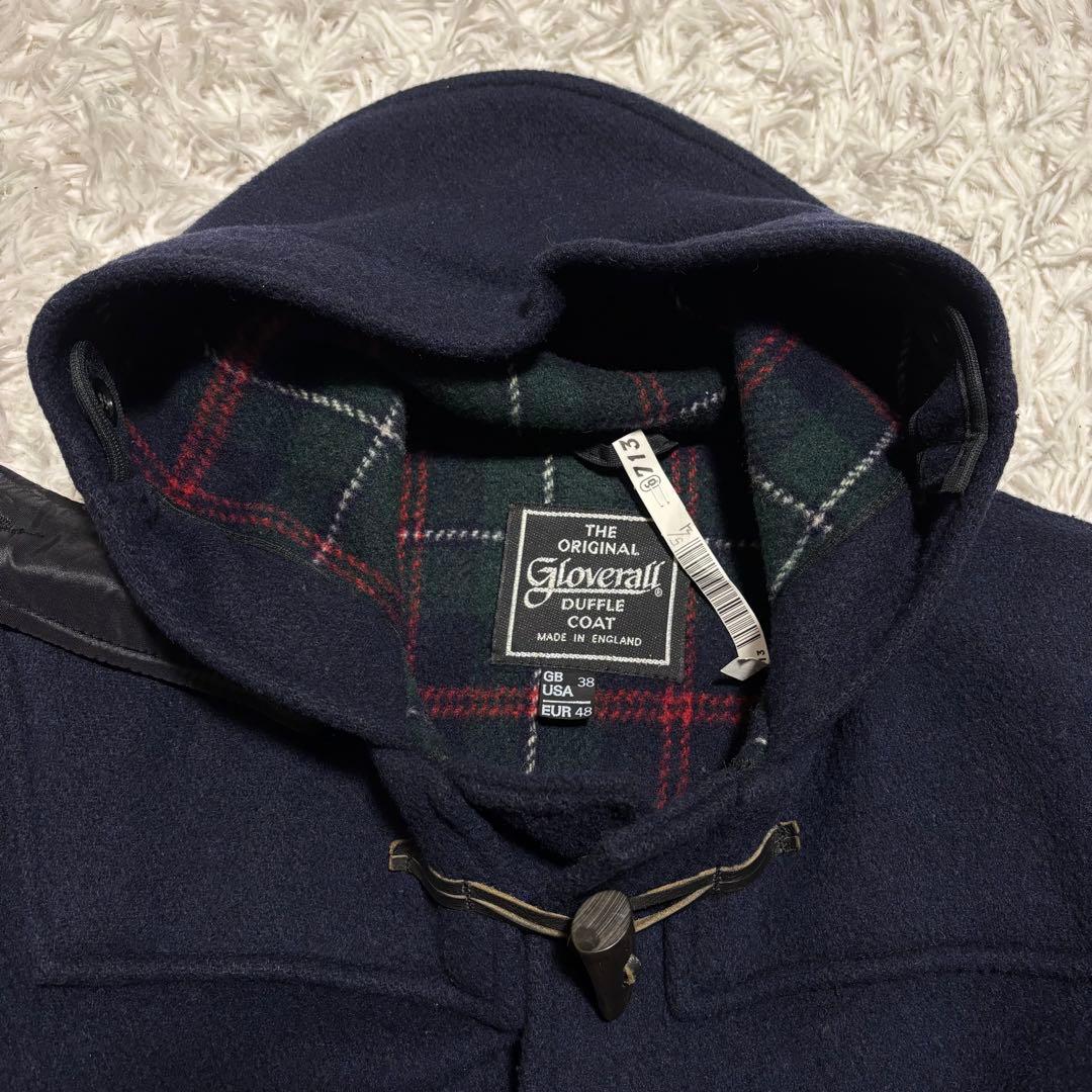 ✨極美品✨グローバーオール ダッフルコート チェック モンティ 英国製 ネイビー