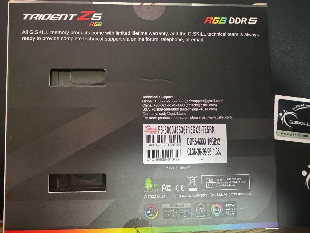 た*け様 G.SKILL Trident Z5 RGB DDR5-6000 16