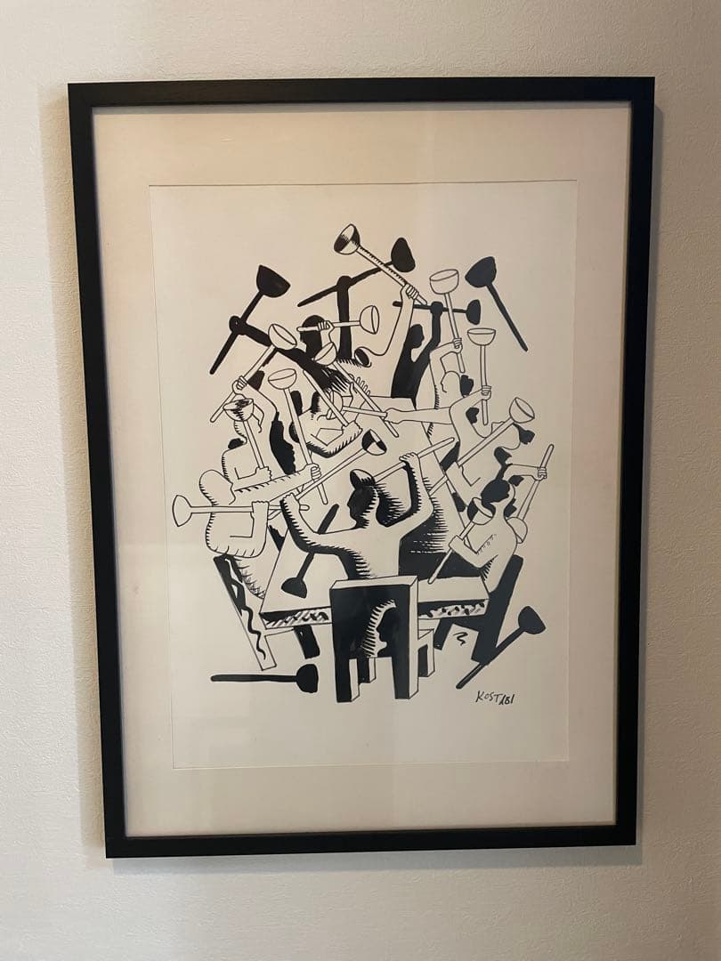 Kostabi Upheaval 1982 直筆原画