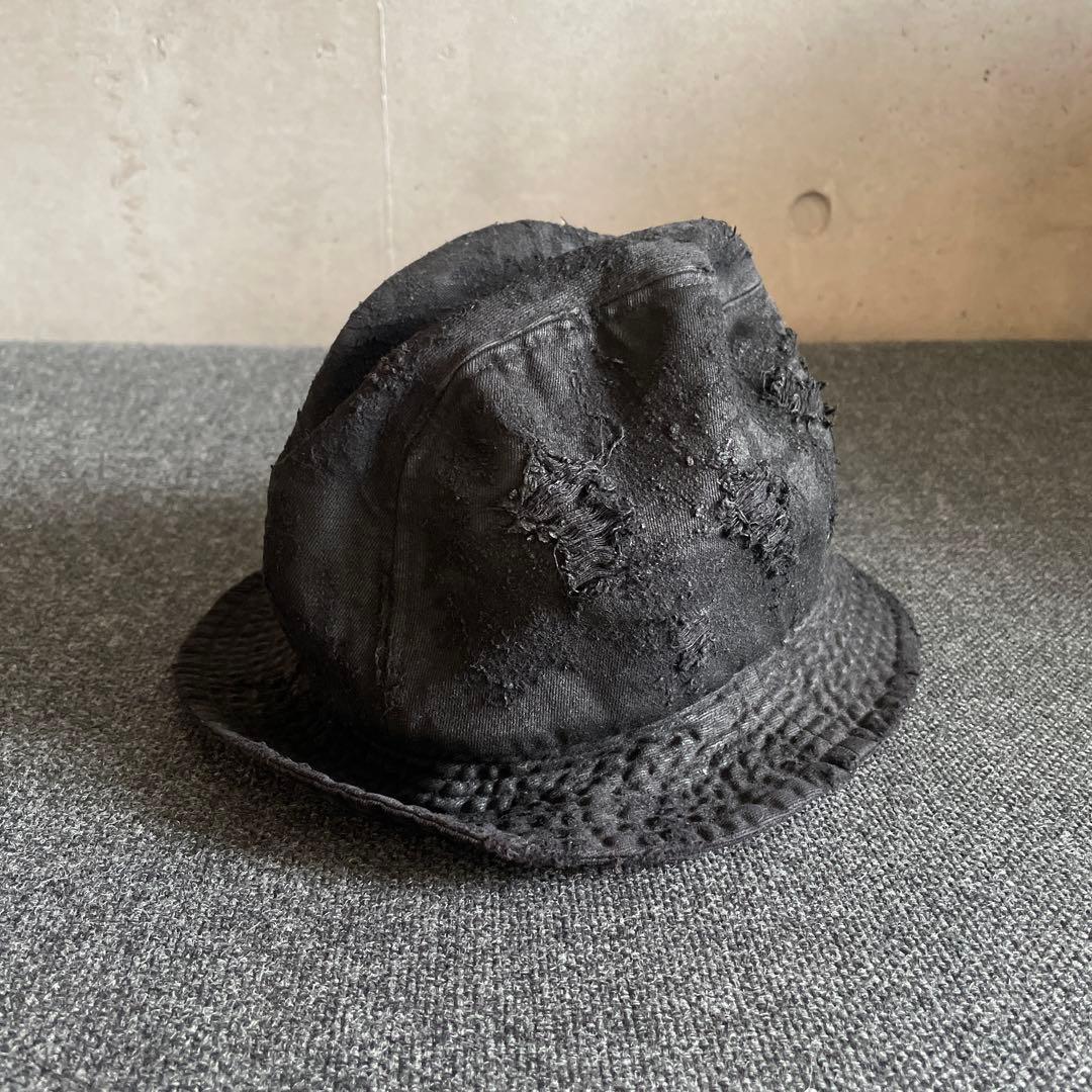 JULIUS ダメージ加工 ハット（ブラック）