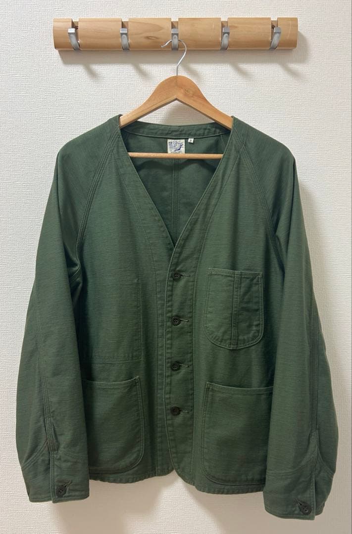 美品 orslow カーキ ノーカラージャケット サイズ2
