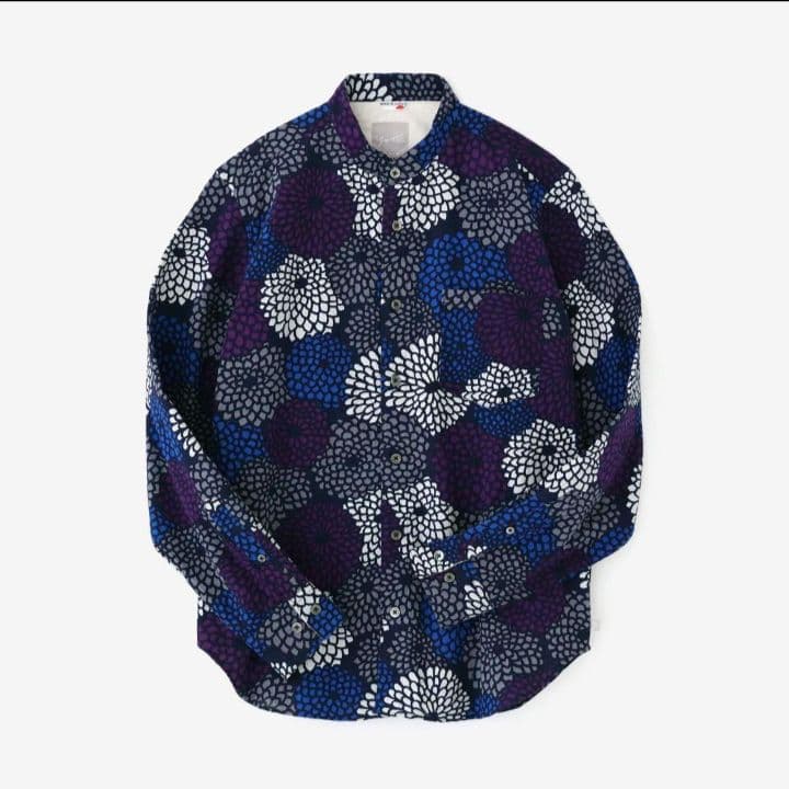 sou・sou 高島縮スタンドカラーシャツ・菊づくし夜来（よごろ） net限定品