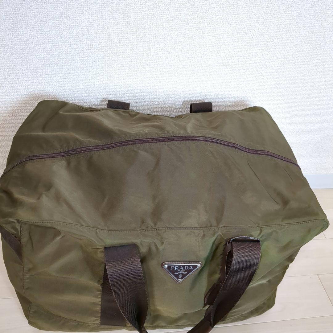 PRADA ボストンバッグ 三角ロゴ テスートナイロン カーキ 希少色 鍵付き