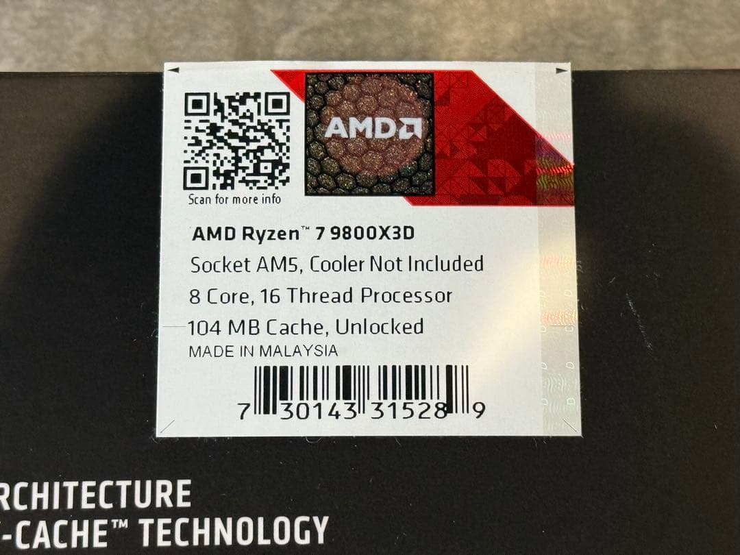 AMD Ryzen 7 9800X3D 8コア CPU