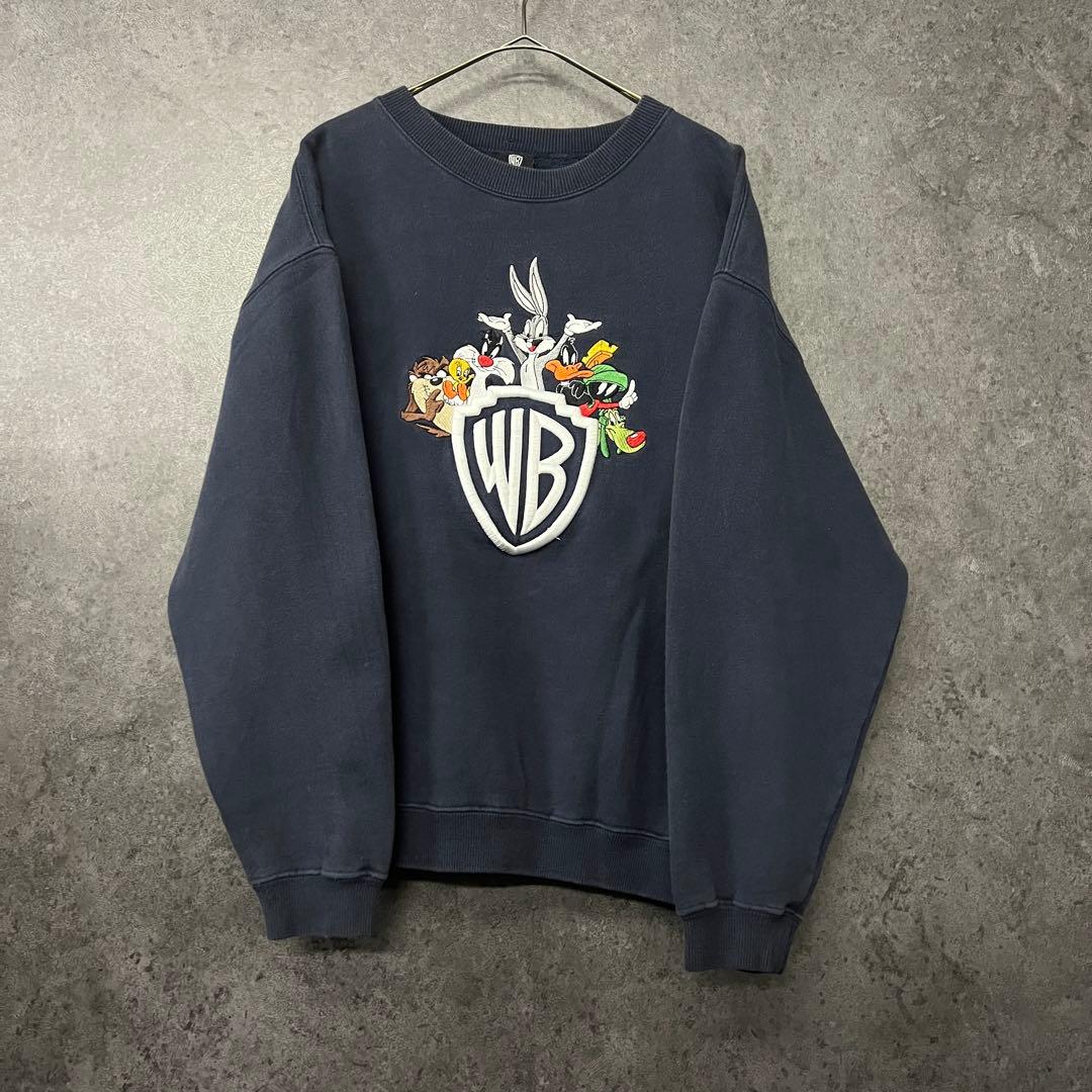 US古着【ルーニー タズマニアンデビル ジップスウェットトレーナー】ネイビー L