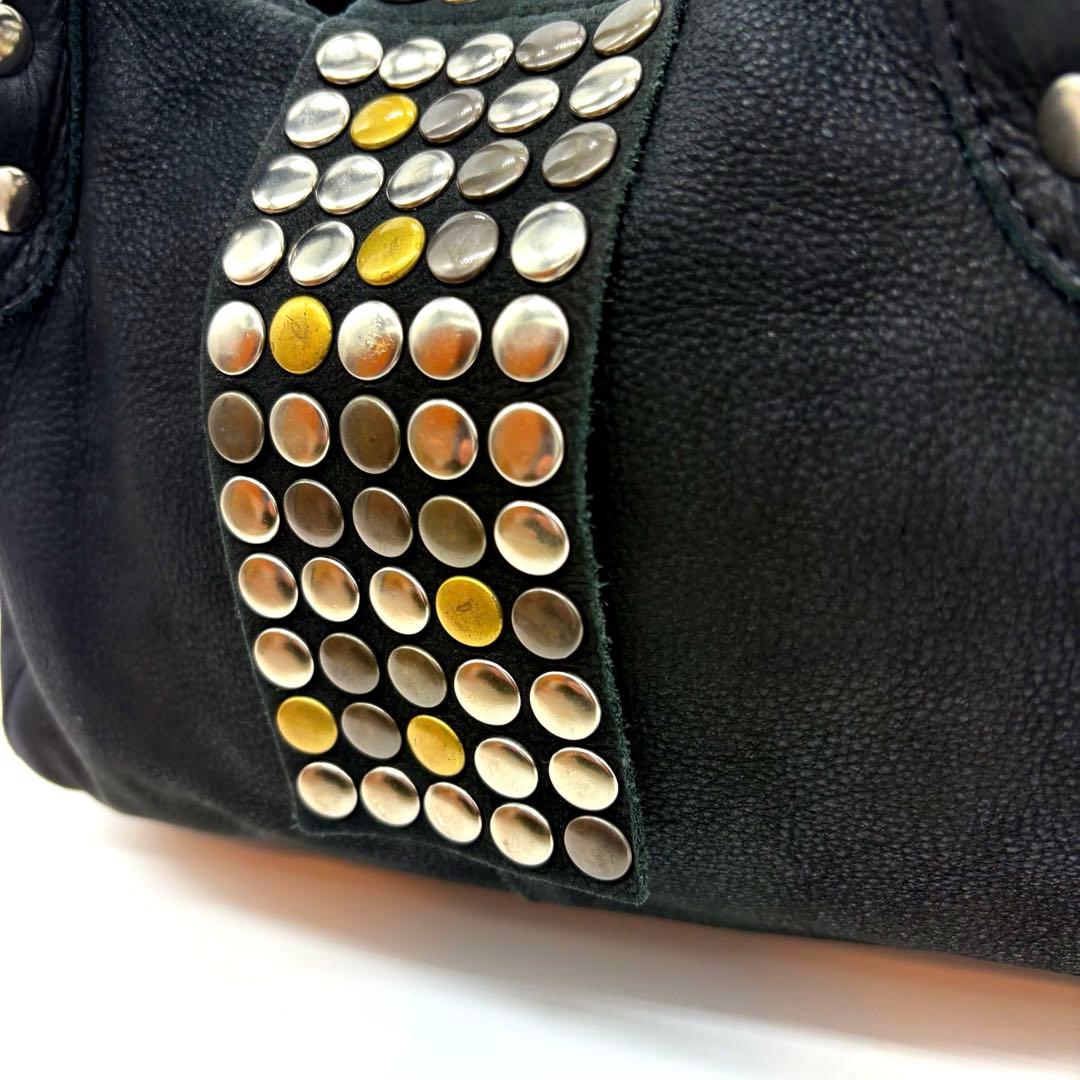 TRES y2k 00s 海外ガール 本革 スタッズ ショルダー バッグ　黒