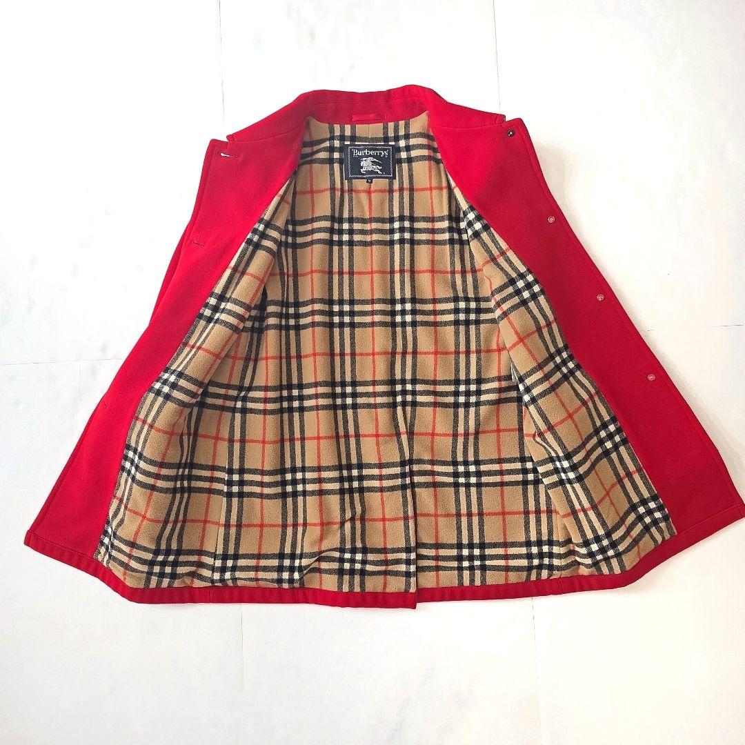バーバリー カシミヤ混 コート ノバチェック 大きいサイズ 13 レッド
