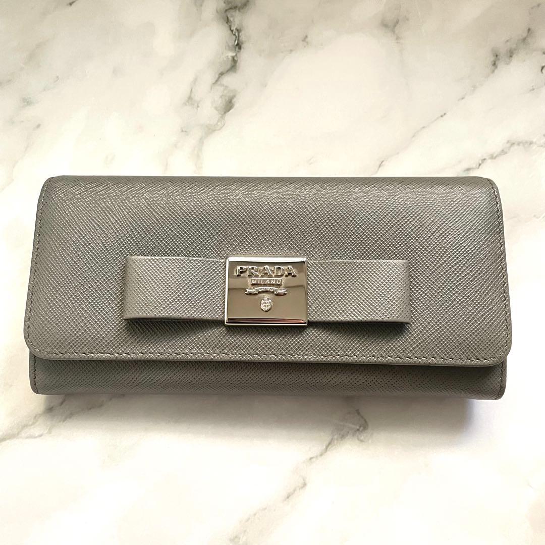 PRADA プラダ サフィアーノ　リボン　フィオッコ　長財布　極美品0115-④