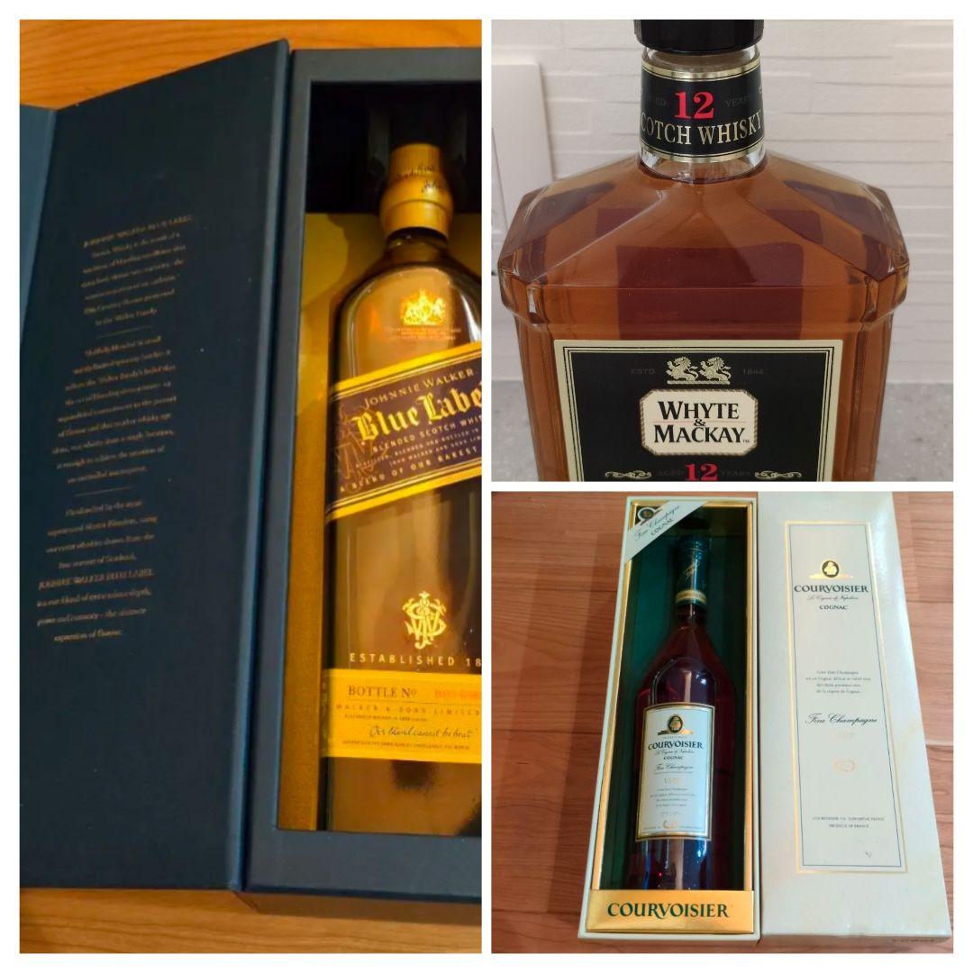 ホワイトMACKAY.ジョニーウォーカー 青1L.COURVOISIER未開栓