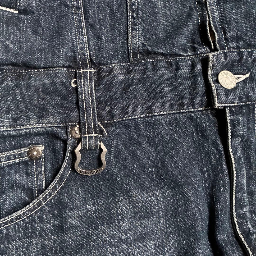 VANSON フライングエンブレム 刺繍 ダークデニム オールインワン バイカー