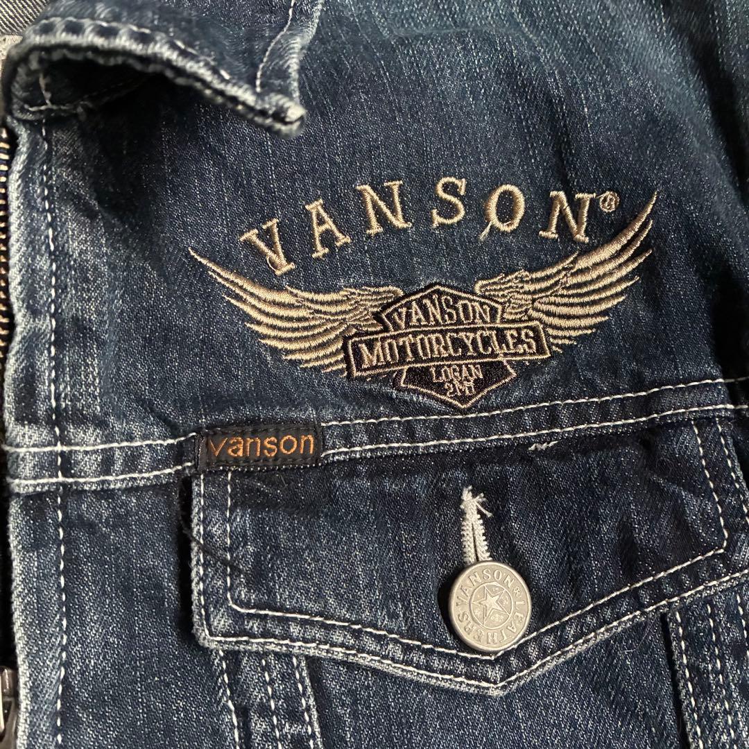 VANSON フライングエンブレム 刺繍 ダークデニム オールインワン バイカー