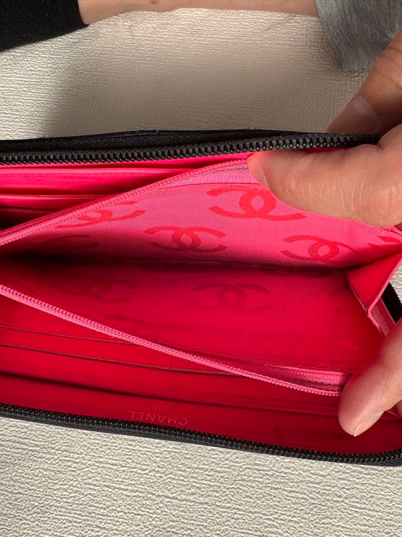 シャネル CHANEL 長財布 ファスナー ココマーク黒