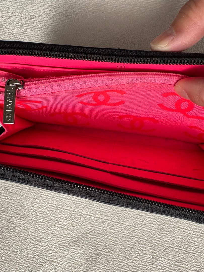 シャネル CHANEL 長財布 ファスナー ココマーク黒