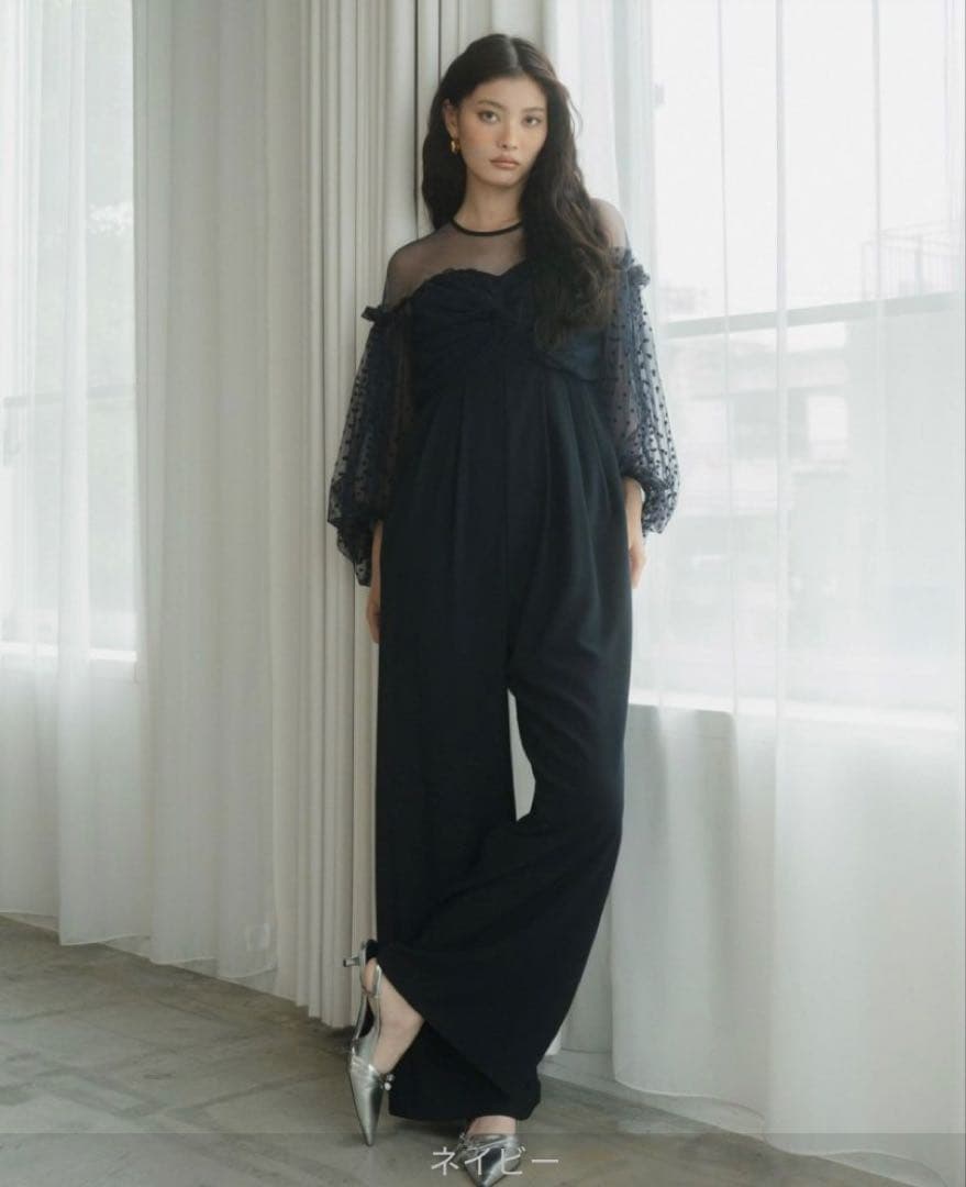 ネイビードットオフショルダーセットアップ