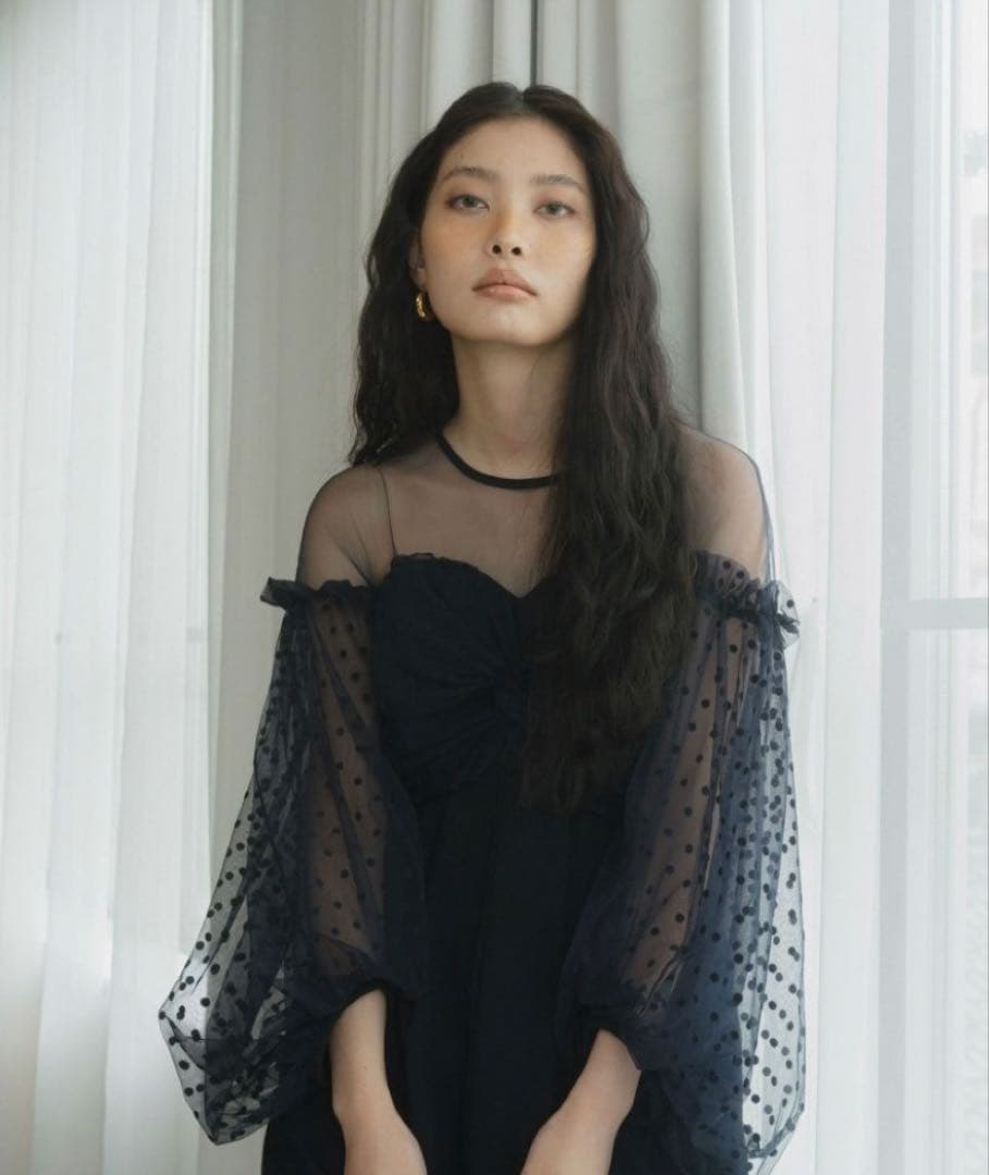 ネイビードットオフショルダーセットアップ