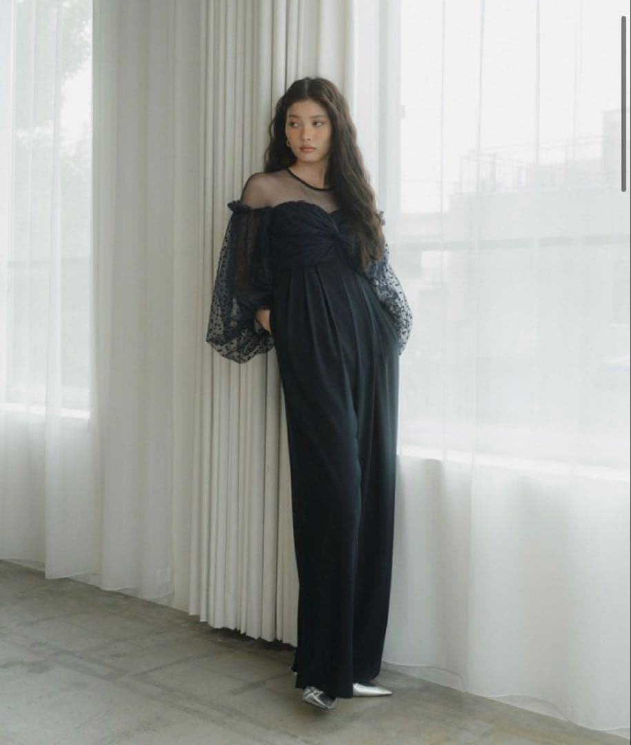 ネイビードットオフショルダーセットアップ