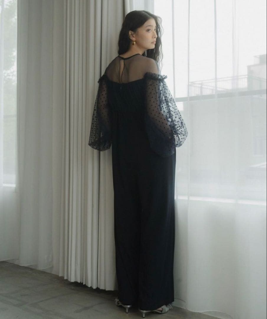 ネイビードットオフショルダーセットアップ