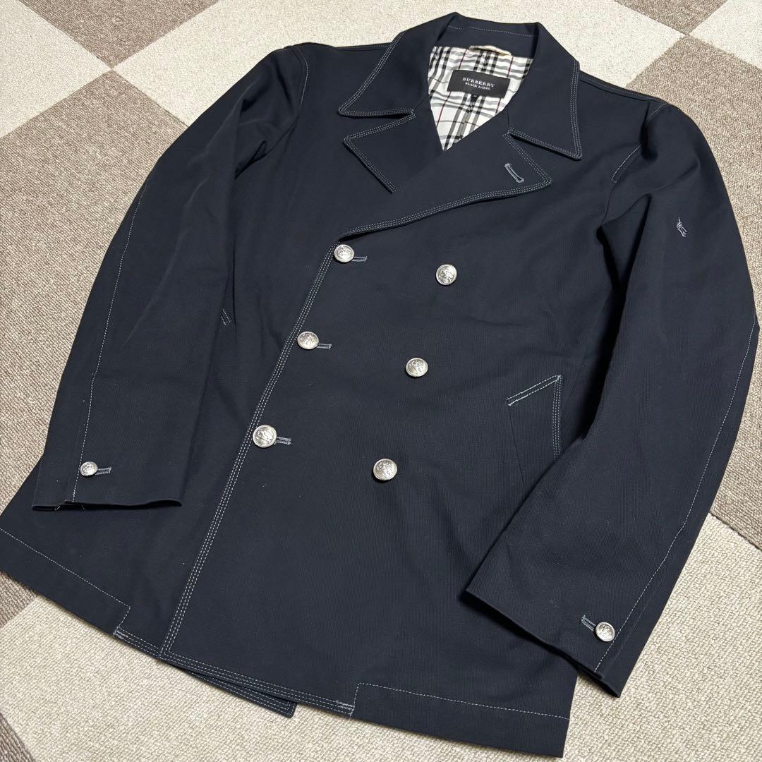 【美品】バーバリーブラックレーベル ノバチェック 銀ボタン ダブル ジャケット