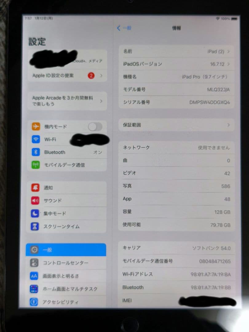 【ジャンク】iPad pro 9.7 128GB Cellularモデル