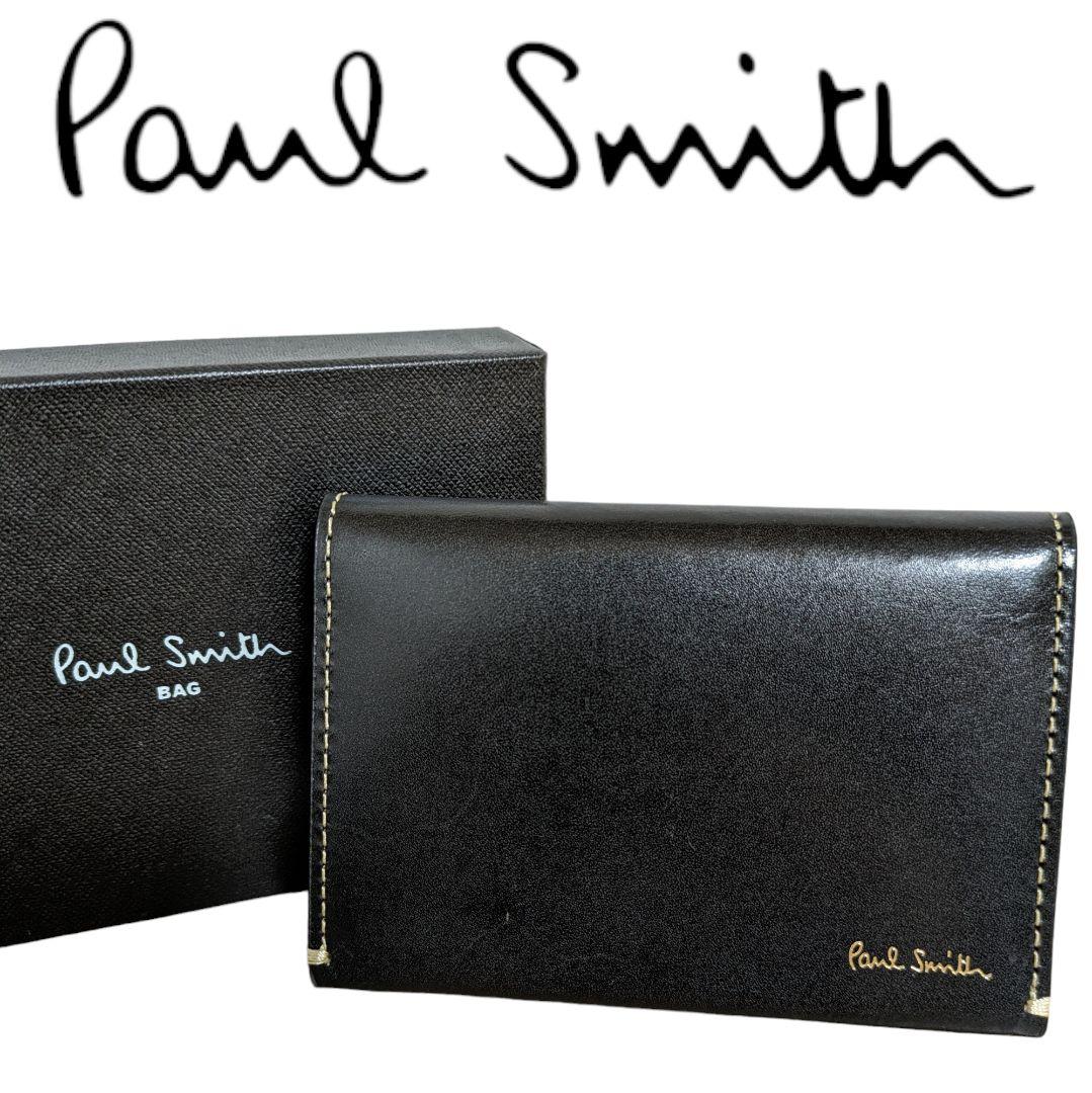 新品 ポールスミス 定期入れ パスケース ポリッシュカーフグループ ブラック