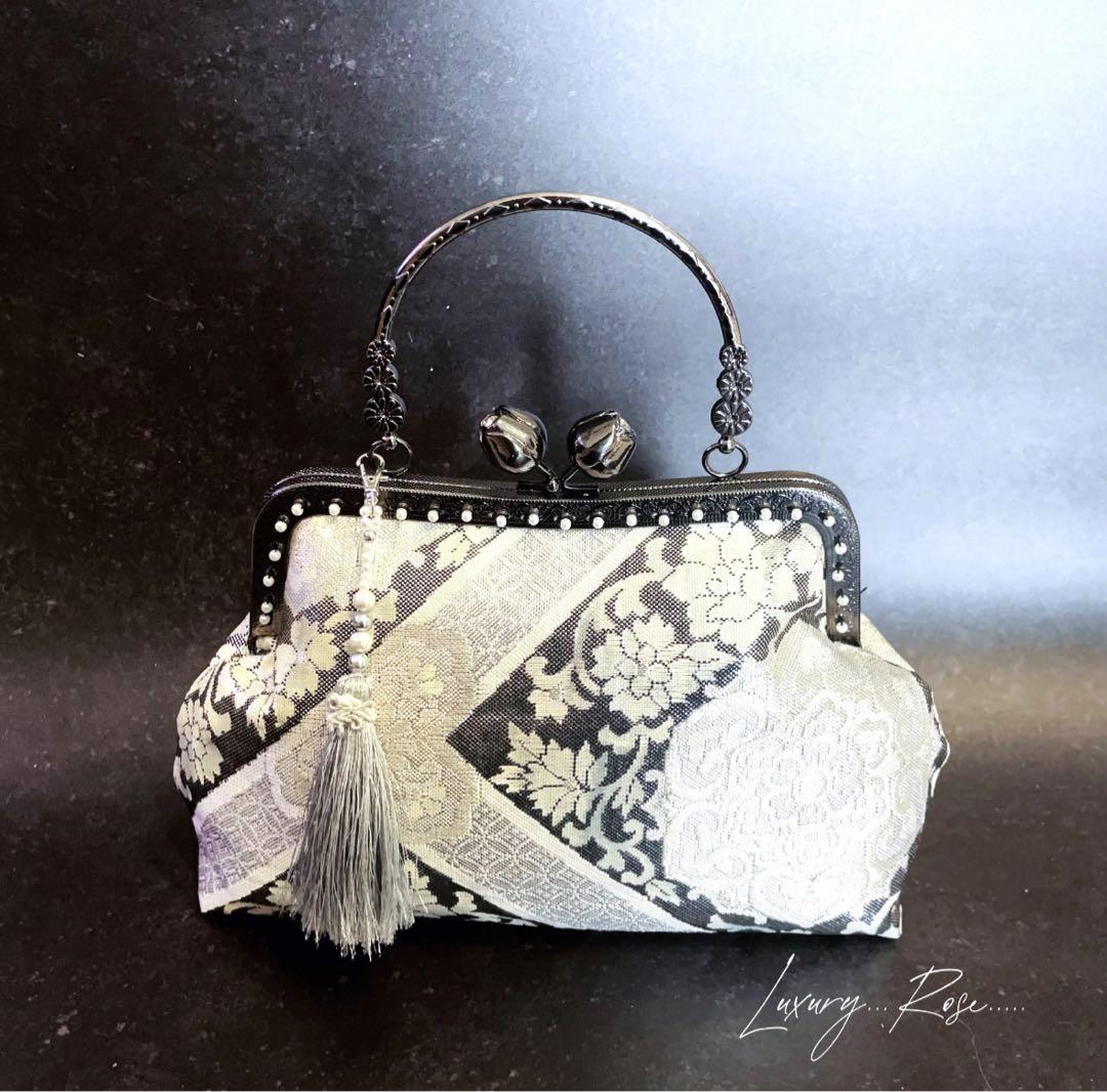 9月新作！数量限定希少ブラック金箔♡格の高い華紋柄の最高級西陣帯バッグフォーマル