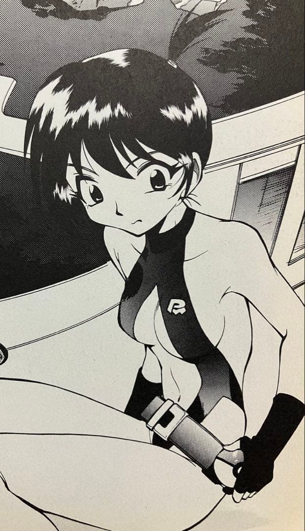 赤いハイネックボディスーツ