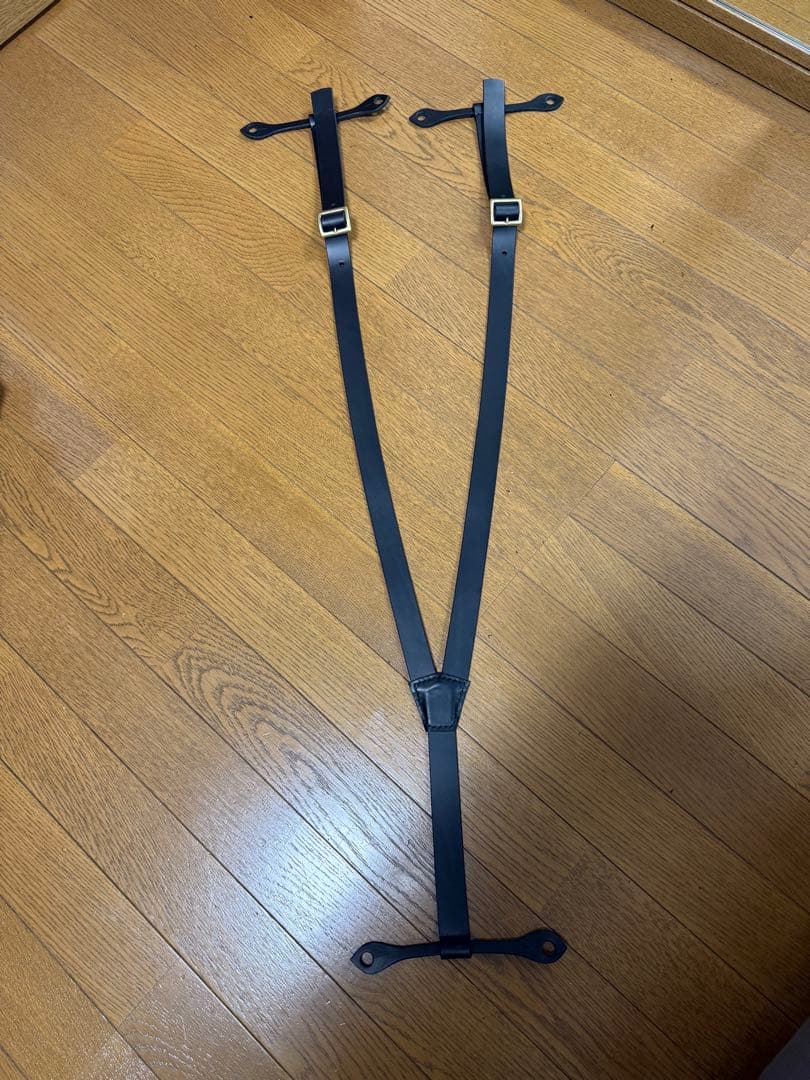 ブラックレザーサスペンダー tcbジーンズ